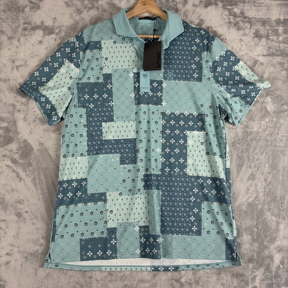 G/Fore Boro Patchwork Tech Golf Polo Shirt Mens Size XL Floral Pattern NWT